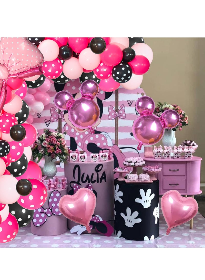 Barakah Pink Mouse Balloon Garland Kit - 116 Pcs Black Polka Dot Arch & Bow Foil Balloons for Girls' Birthday & Baby Shower Decorations - Image 2
