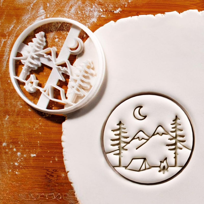 EROTNGO EROTNGO Camping Scene Cookie Cutter Ideal for Campers Hikers Nature Lovers Scouts Backpackers and Wilderness Adventures Perfect for OutdoorThemed Treats ONLY Camping  - Image 1