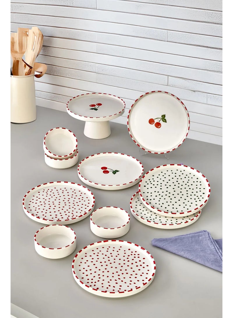 Kitchen Life Cherry 11 Piece 6 Person Ceramic Breakfast Set - Image 4