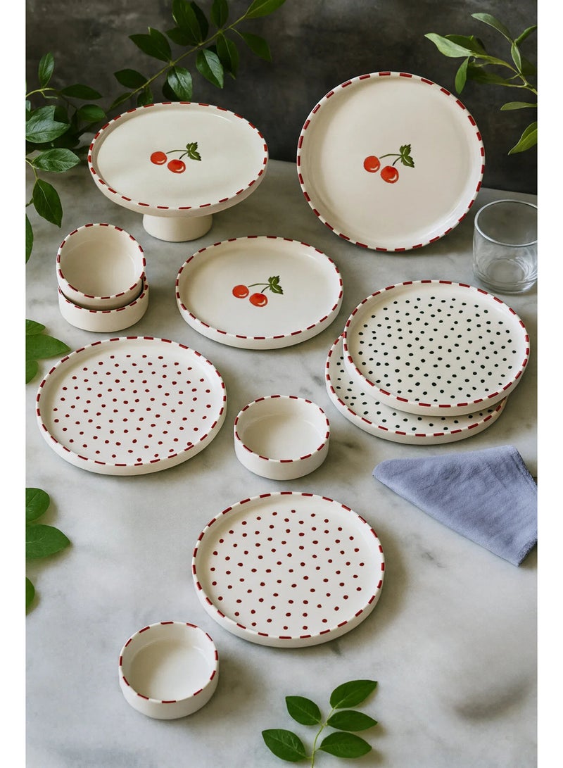 Kitchen Life Cherry 11 Piece 6 Person Ceramic Breakfast Set - Image 3