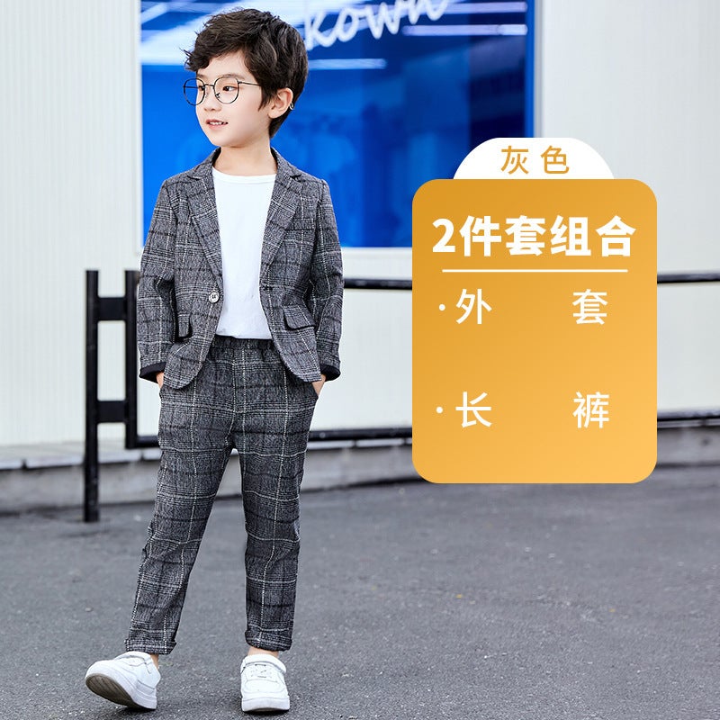 Men's and Children's Suit Casual Suit Boy's Spring and Autumn Korean Fashionable Spring Clothes Children's Children's Performance Piano Dress - Image 1