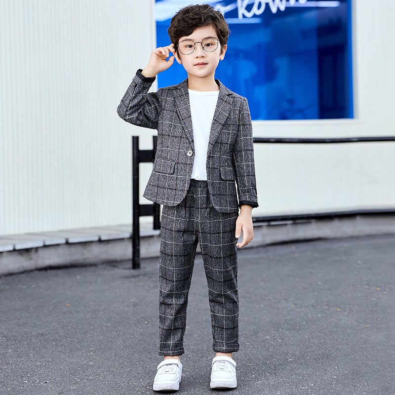 Men's and Children's Suit Casual Suit Boy's Spring and Autumn Korean Fashionable Spring Clothes Children's Children's Performance Piano Dress - Image 5
