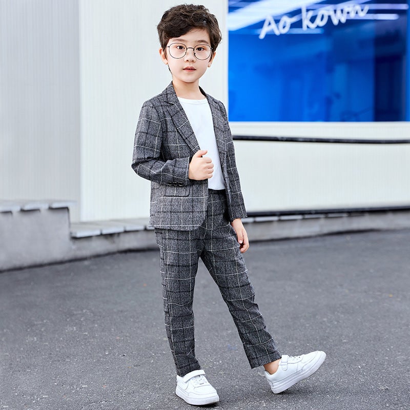 Men's and Children's Suit Casual Suit Boy's Spring and Autumn Korean Fashionable Spring Clothes Children's Children's Performance Piano Dress - Image 2