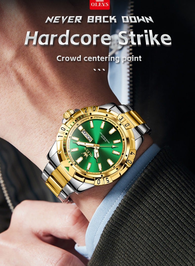 OLEVS Watches for Men Quartz Stainless Steel Water Resistant Watch Business 42mm Gold Quartz Watches - Image 4