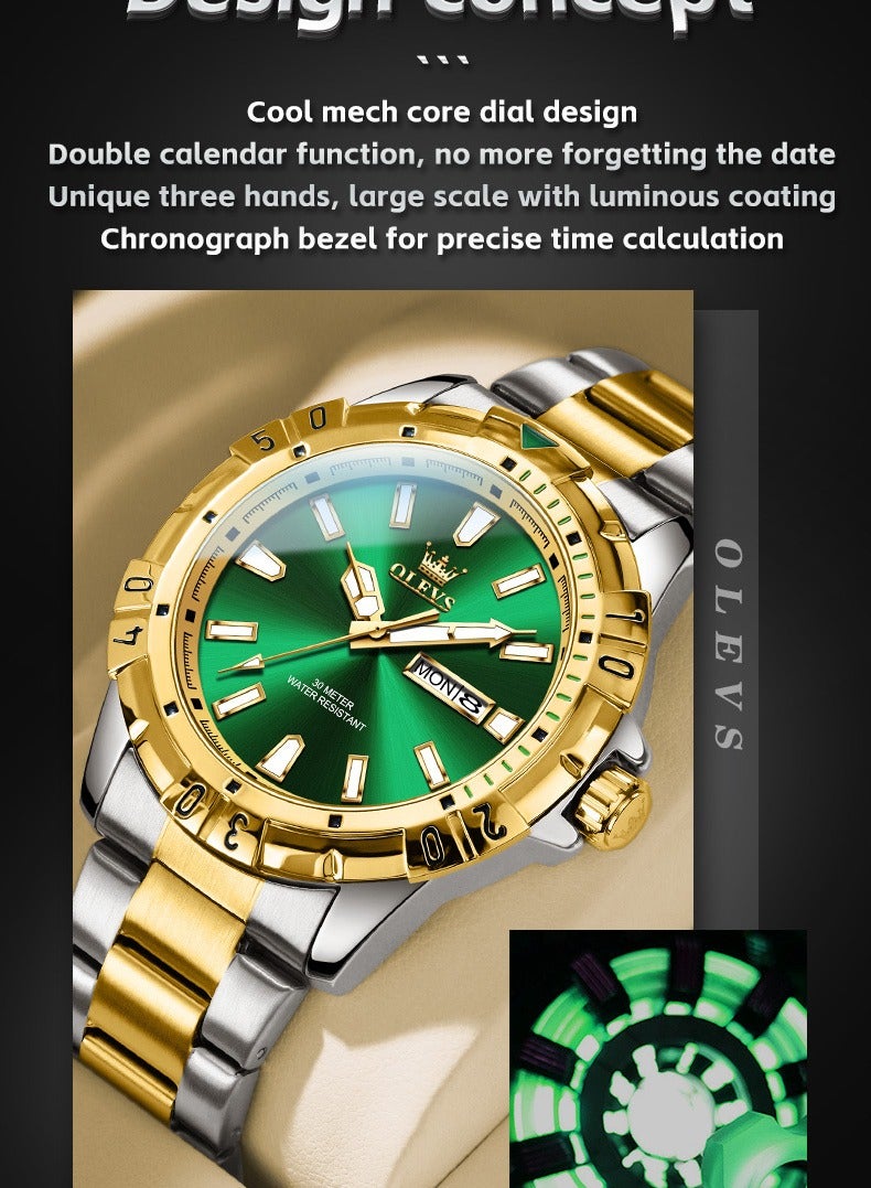 OLEVS Watches for Men Quartz Stainless Steel Water Resistant Watch Business 42mm Gold Quartz Watches - Image 3