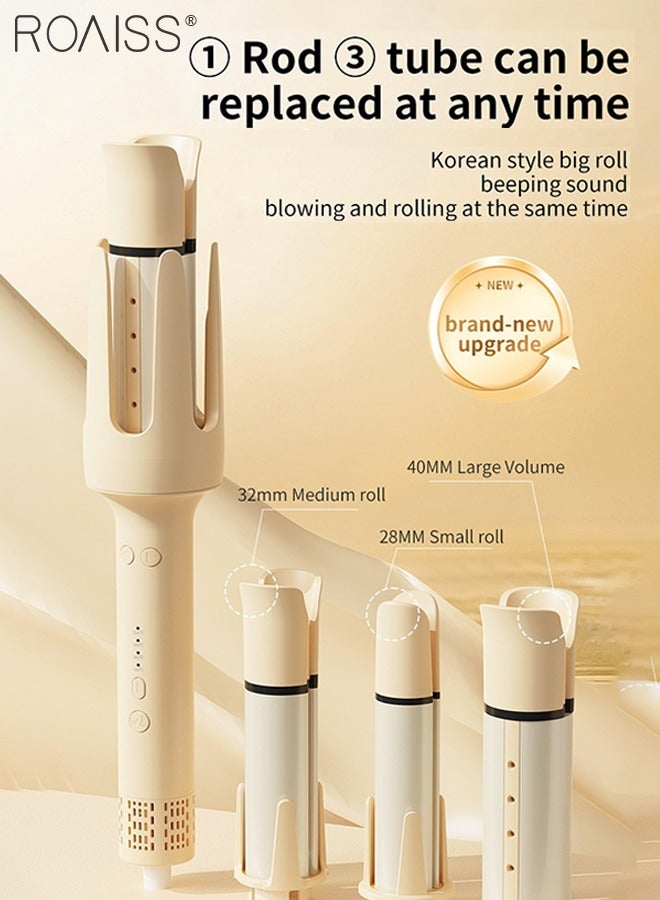 رويس حديد تجعيد الشعر الأوتوماتيكية القابلة للاستبدال 3 في 1، مع 4 سرعات لضبط درجة الحرارة، وتسخين سريع، وعصا تجعيد الشعر ذات الأسطوانة الخزفية مع رأس تجعيد قابل للاستبدال للشعر المتوسط ​​والطويل - Image 2