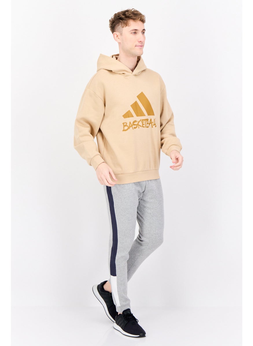Adidas Men Sportswear Fit Long Sleeves Basketball Legends  Hoodie, Beige  - Image 3