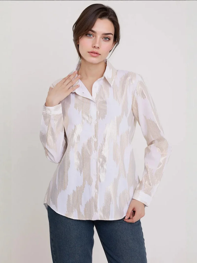 بيغ دارت قميص كريب مطبوع من  بتفاصيل بوم بوم