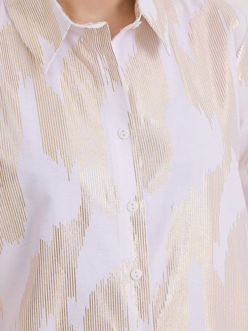 Big Dart Multicolor BDART Oversized Abstract Print Button-Front Shirt for Women | Best Price UAE