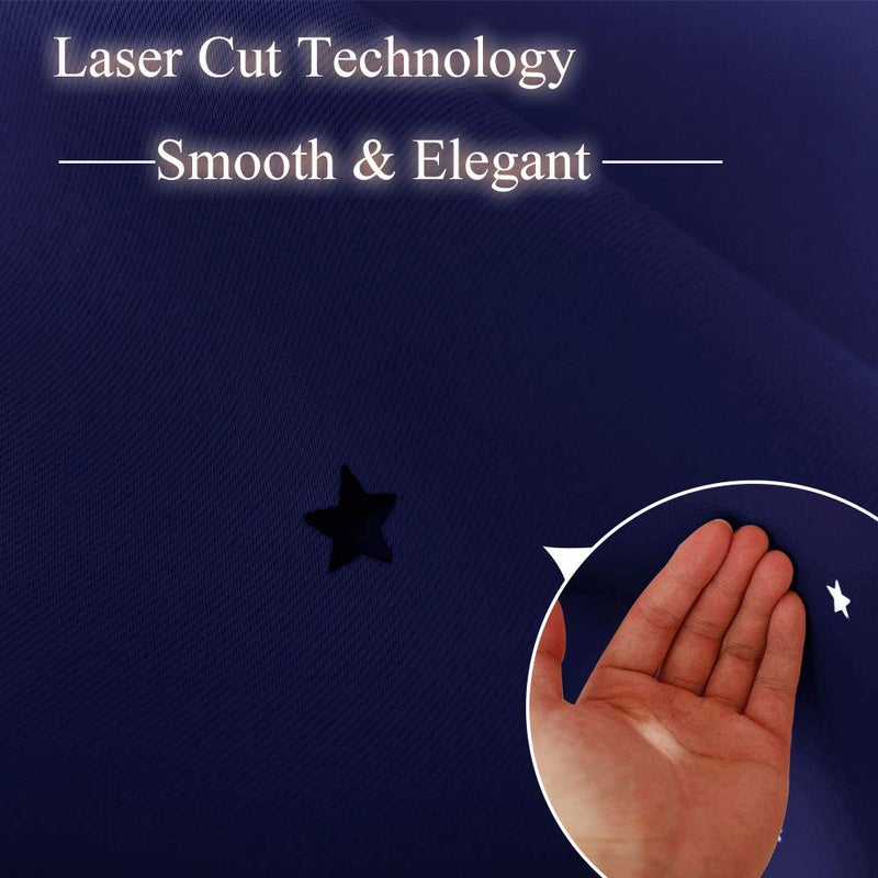 NICETOWN Star Themed Kids Curtains  Grommet Top Thermal Insulated Window Draperies with Die Cut Stars BedroomHome TheaterLiving Room 42 inches Width 84 inches Length Navy Blue 2 PanelsAdult - Image 2