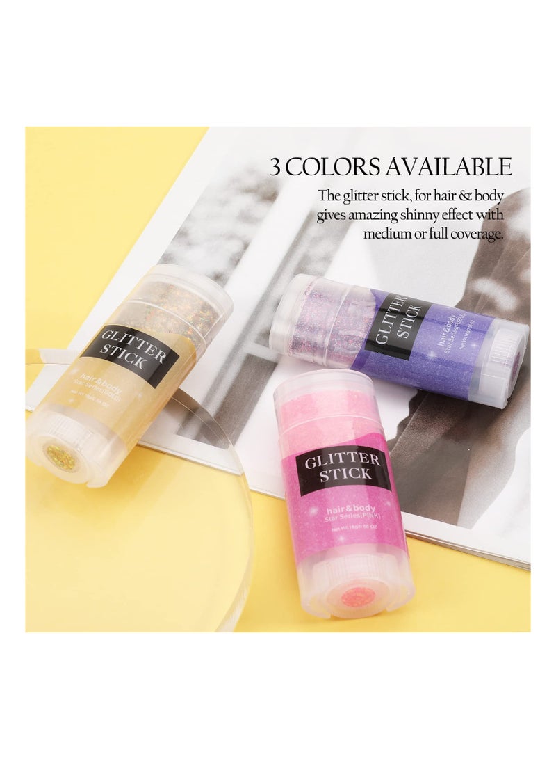 Sequins Chunky Glitter, Glitter Stick for Body and Face, Long Lasting Hair Painting Glitter Sequin, Sparkling Gel, for Festival Party Makeup Easy to Apply, Face Hair Long Lasting Sparkling - Image 4