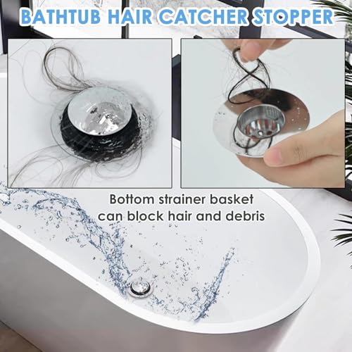 BAOLSLS Bathtub Drain Stopper, Pop Up Tub Drain Hair Catcher, Bath Tub Drain Plug and Cover for 1.45-1.8in Drain Hole, Replaces Lift and Turn, Tip Toe or Trip Lever, Silver - Image 3