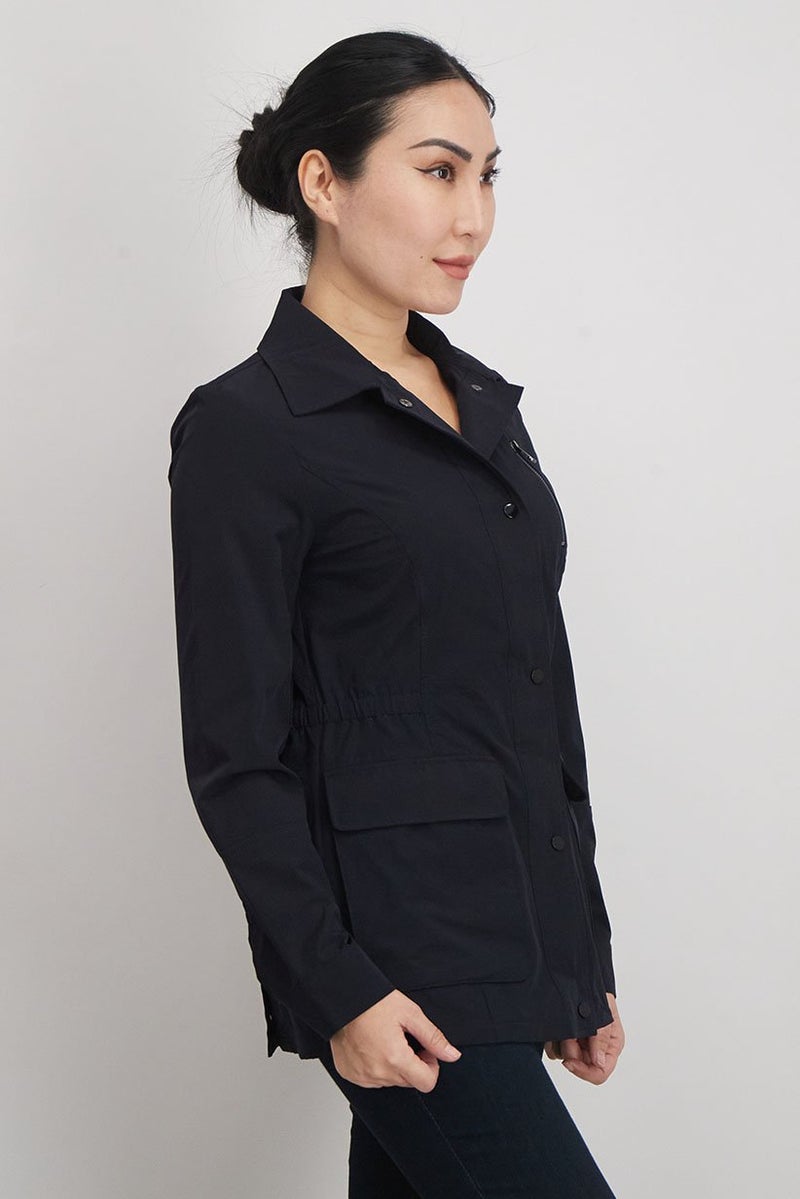 Sam Edelman Women Spread Neckline Long Sleeve Plain Jacket, Navy  - Image 2
