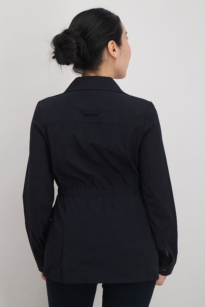 Sam Edelman Women Spread Neckline Long Sleeve Plain Jacket, Navy  - Image 4