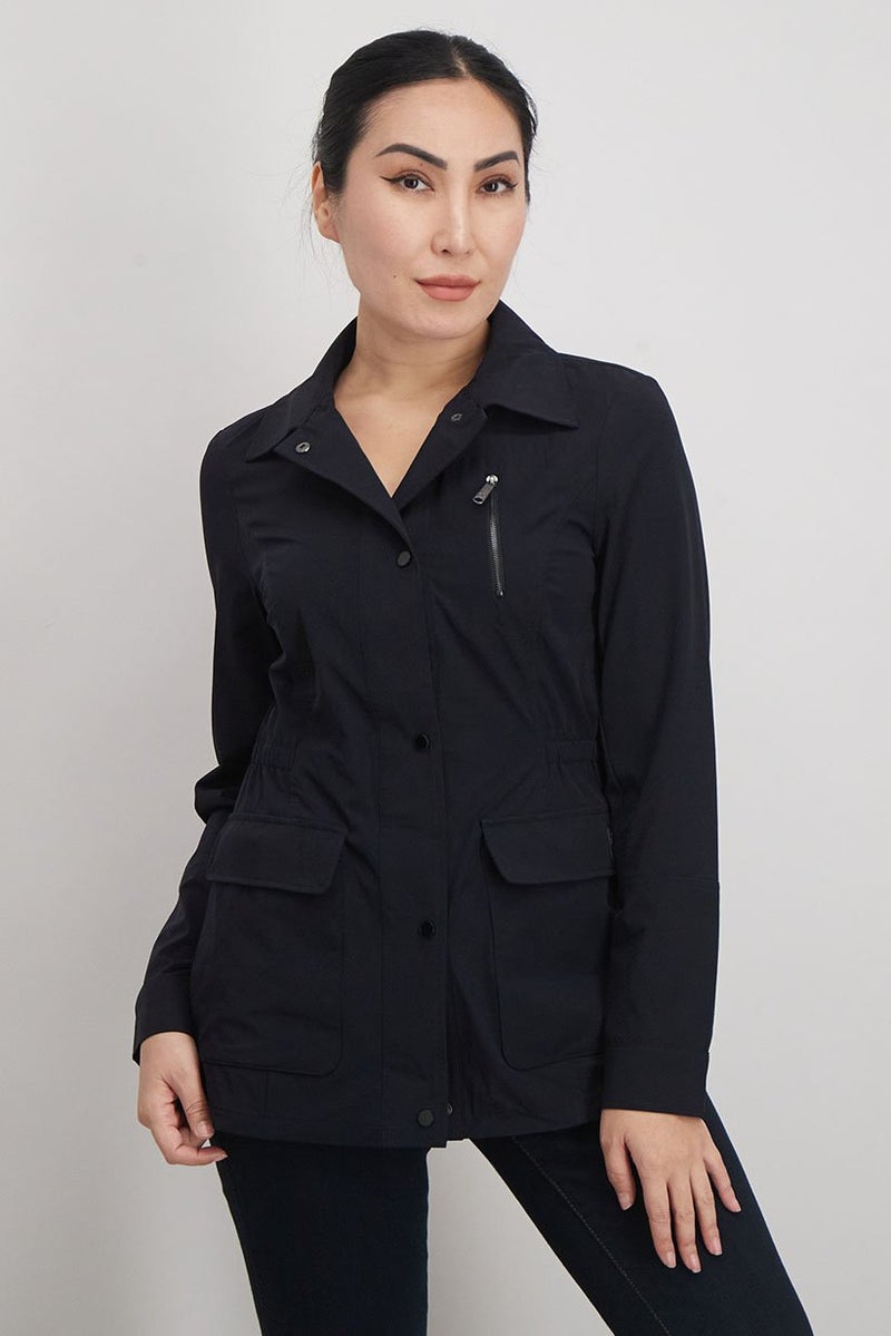 Sam Edelman Women Spread Neckline Long Sleeve Plain Jacket, Navy  - Image 1