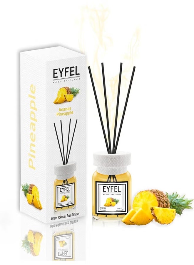 EYFEL Pineapple Reed Diffuser, 120ml | Premium Home Fragrance with Natural Sticks | Long-Lasting Sweet & Fruity Scent for Home & Office - Image 1