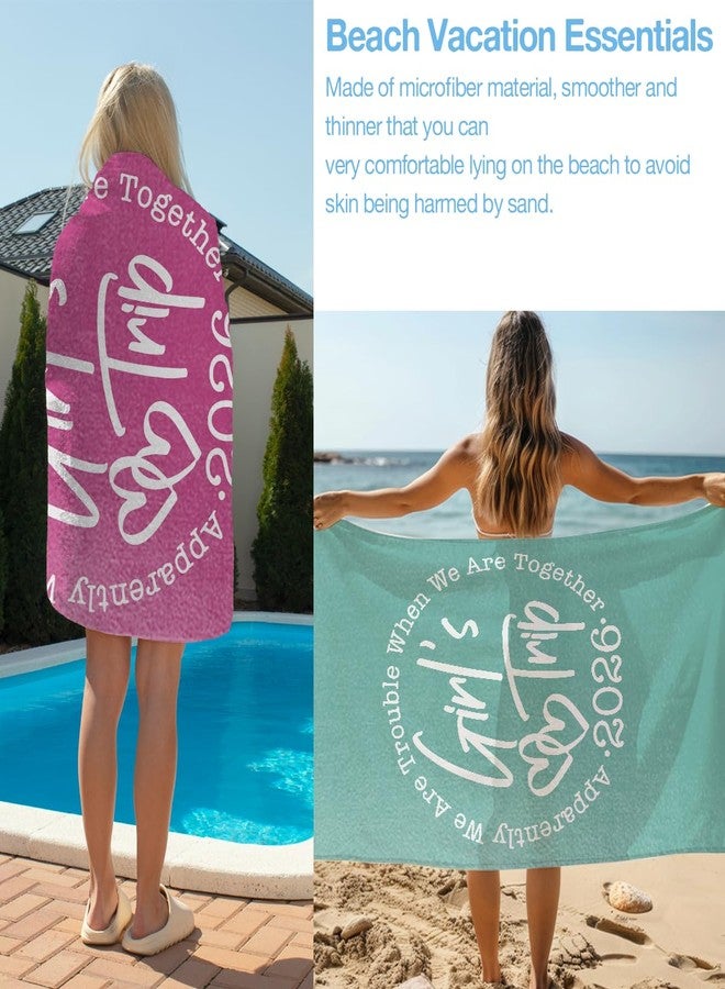 VBCVBGFH 2 Pack Girls Trip Gifts Favors 2026 Beach Towel, Microfiber Swim Towels Friendship Girls Weekend Gifts for Women Bride Beach Accessories Necessities for Pool Camping Travel Summer Vacation 32x71 inch - Image 4