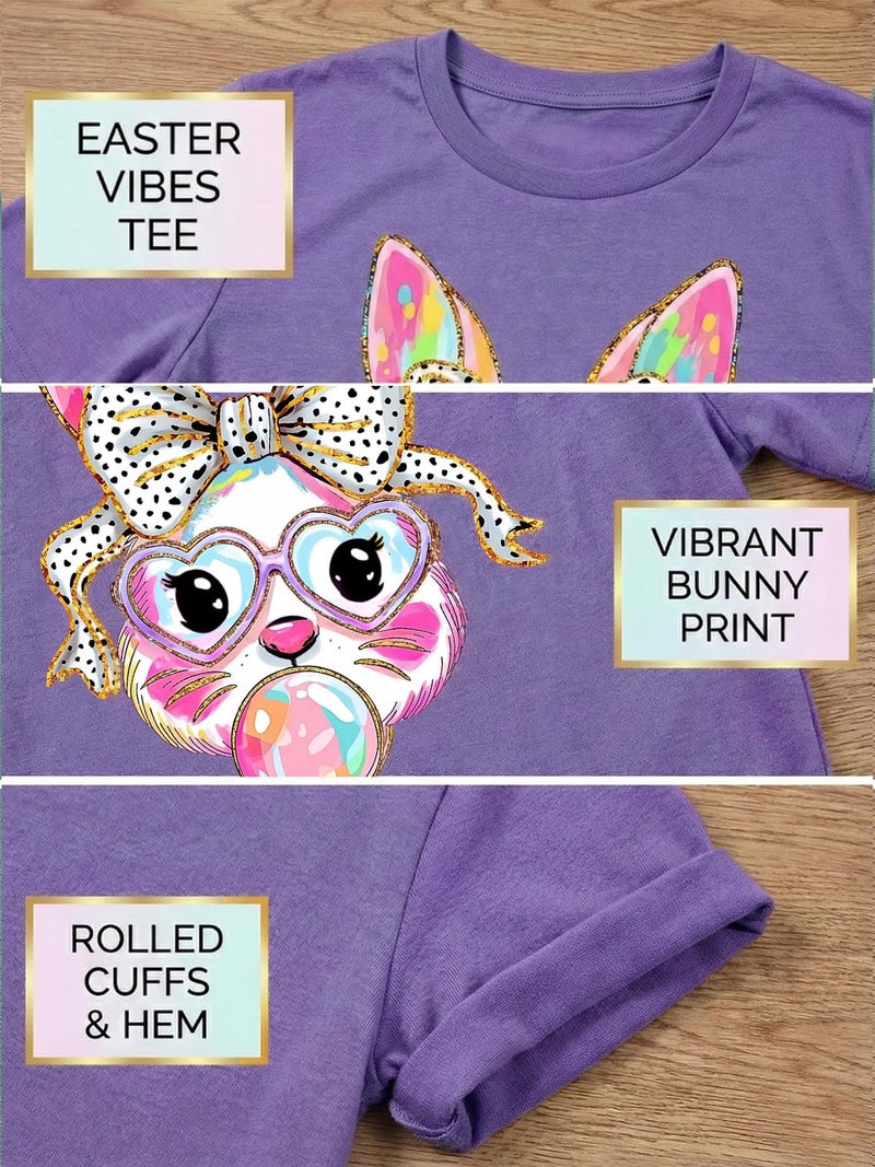 Frizty Easter Shirts for Women: Cute Bunny Shirt Leopard Rabbit Tshirt Easter Egg Hunt Funny Graphic Tee Tops - Image 5