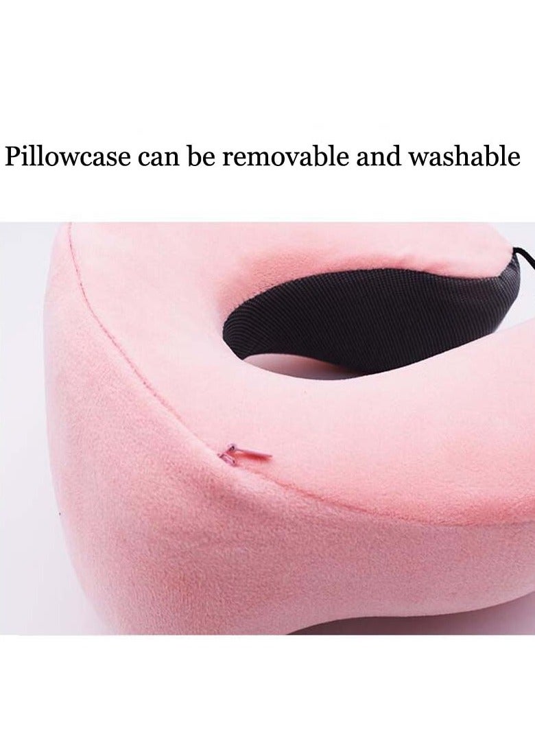 Travel neck pillow for sleeping made of pure memory foam PINK - Image 4