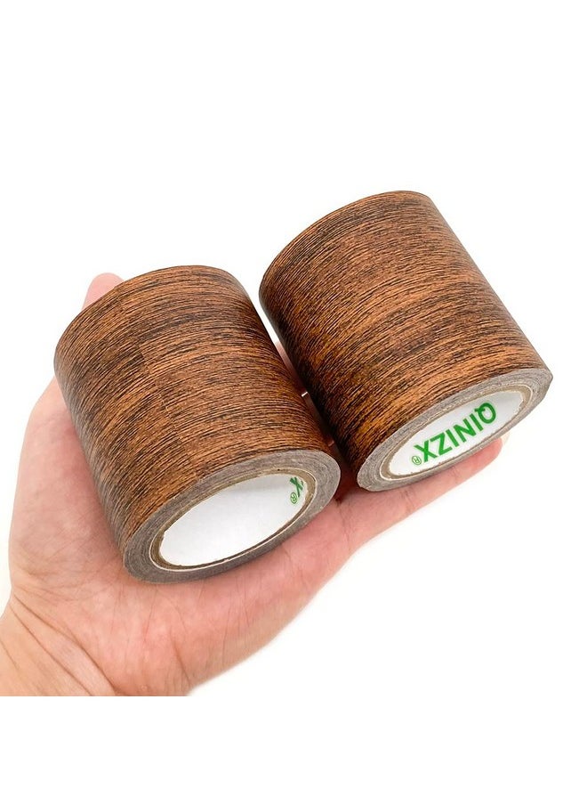 QINIZX 2 Roll 2.2 X 15 Feet Repair Tape Patch Wood Textured Wood Grain Sticker Tape Glue High Adhesive Duct Tape For Furniture Door Floor Sofa Chair Table And Home Wall Decoration (Dark Brown)  - Image 3