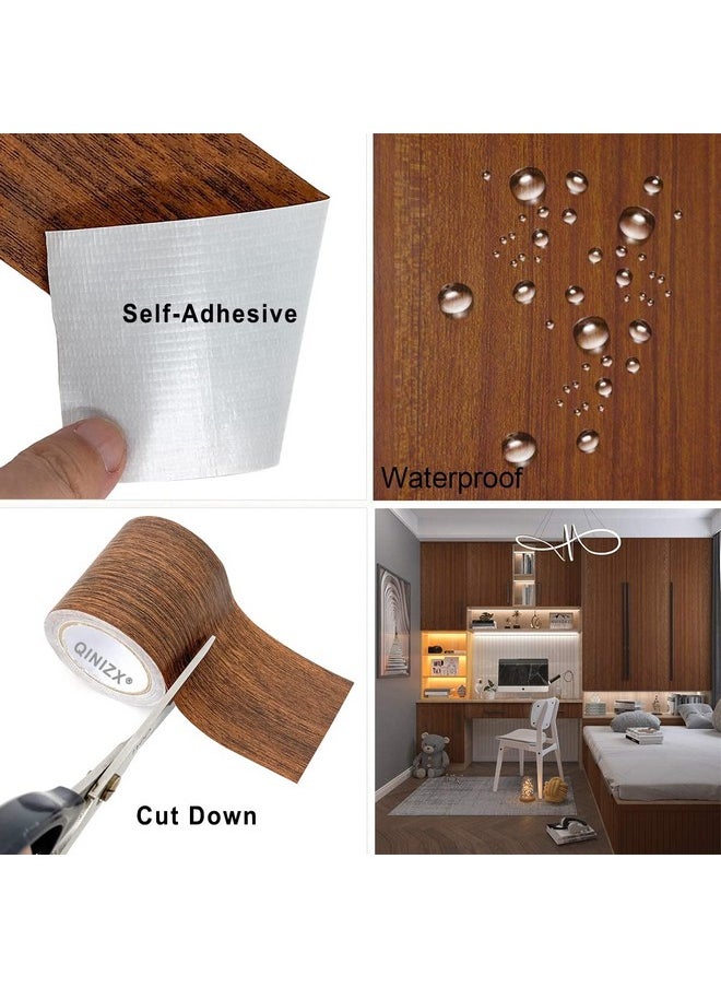 QINIZX 2 Roll 2.2 X 15 Feet Repair Tape Patch Wood Textured Wood Grain Sticker Tape Glue High Adhesive Duct Tape For Furniture Door Floor Sofa Chair Table And Home Wall Decoration (Dark Brown)  - Image 4