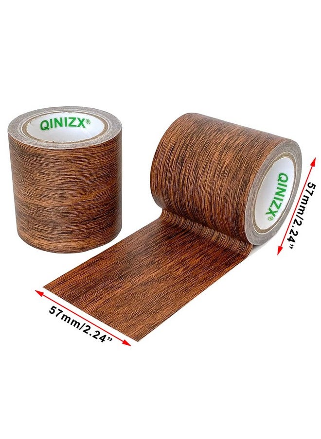 QINIZX 2 Roll 2.2 X 15 Feet Repair Tape Patch Wood Textured Wood Grain Sticker Tape Glue High Adhesive Duct Tape For Furniture Door Floor Sofa Chair Table And Home Wall Decoration (Dark Brown)  - Image 2