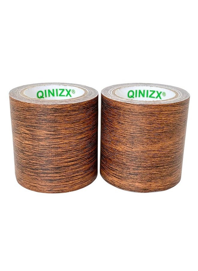 QINIZX 2 Roll 2.2 X 15 Feet Repair Tape Patch Wood Textured Wood Grain Sticker Tape Glue High Adhesive Duct Tape For Furniture Door Floor Sofa Chair Table And Home Wall Decoration (Dark Brown)  - Image 1