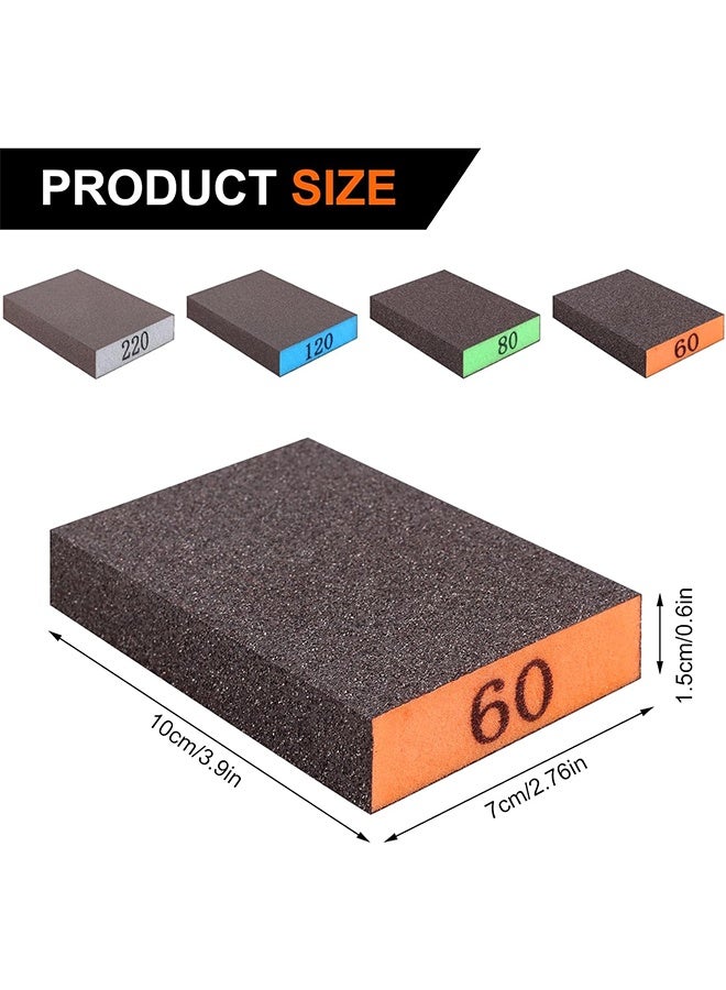 4-Pack Sandpaper Block, Four Grits Per Pack 60/80/120/220, Washable and Reusable Handmade Sanding Sponge, Drywall Sandpaper Blocks for Wooden Drywall Sheetrock and Metal Glazing - Image 2