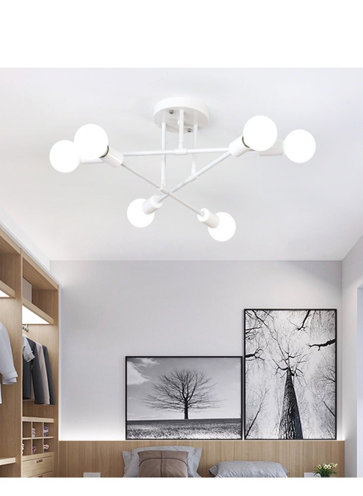 MIXDE Chandelier, Modern Ceiling Lighting, 6 Lights E27 Adjustable Industrial Mount Pendant Light Fixture for Kitchen, Living Room , Dining Room, Bedroom Foyer, White Gold, Bulbs Not Included - Image 1