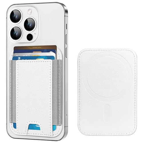 HiWe for MagSafe Wallet, Strongest Magnetic Wallet for iPhone 17/16/15/14/13/12 Series, 7 Cards Holder, Leather Minimalist Slim RFID, 1 Slot, White - Image 1