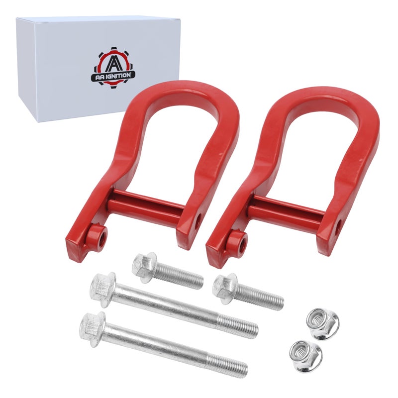 AA Ignition Front Tow Hook Recovery Shackles Set of 2 Compatible with Chevy and GMC 20072019 Silverado 1500 Silverado 1500 LD Sierra 1500 Sierra 1500 Limited Replaces 84192871 Red