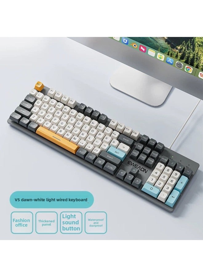 Game Machine Computer Notebook Backlit Keyboard Electric Competition Special Metal Household Wired Feel-Color:Chenxi White 【white Light Love Dot Single Keyboard Love Dot No Love Dot 104 Keys Love Dot Official Standard