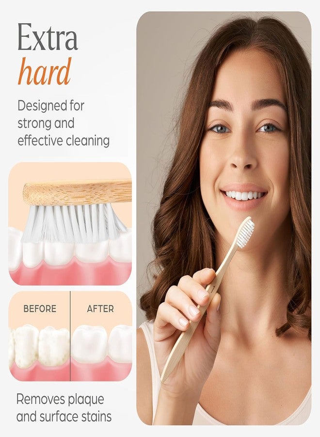 VIVAGO Extra Hard Toothbrushes for Adults - 10 Pack - BPA Free Hard Bristle Toothbrush - Extra Firm Bamboo Toothbrushes - Image 4
