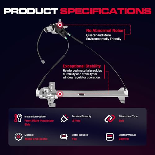 XIMAKA Front Passenger Side Power Window Regulator with Motor (2 Pins) Fit for 2003-2014 Ford E-150, 1992-2002 E-250 Econoline, E-350 E-450 E-550 Club Wagon Super Duty, 741-587 - Image 3