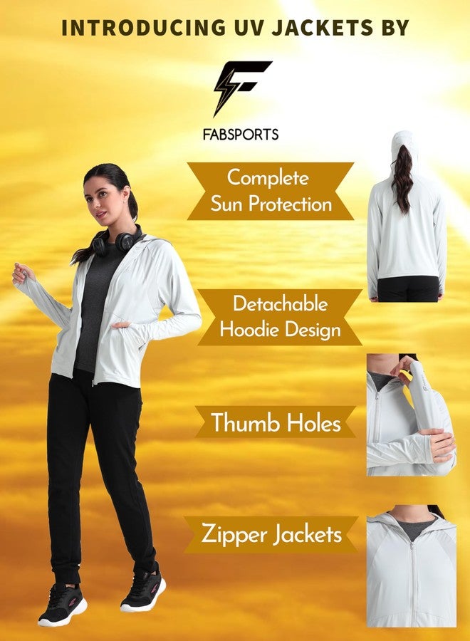 FABSPORTS Women Nylon Standard Length UV Protection Sun Screen Jacket, Full Zip Sun Protection Clothing, Lightweight with UPF 50+ for Outdoors, with Pockets, Pink, Large - Image 3