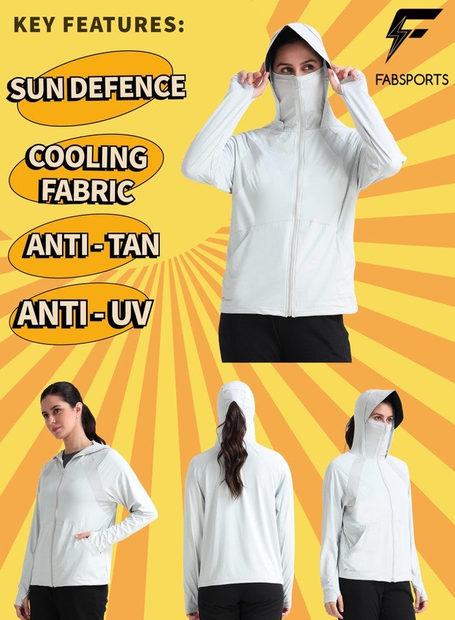FABSPORTS Women Nylon Standard Length UV Protection Sun Screen Jacket, Full Zip Sun Protection Clothing, Lightweight with UPF 50+ for Outdoors, with Pockets, Pink, Large - Image 4