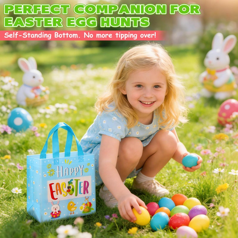 ZYLOP Easter Gift Bags with Handles - Reusable Non-Woven Happy Easter Tote Bags for Kids Adults, Easters Gift Bag for Egg Hunt, Party Favors, Shopping, Easters Egg Bag for Hunt Bunny Carrot Chick 6 Pack - Image 4