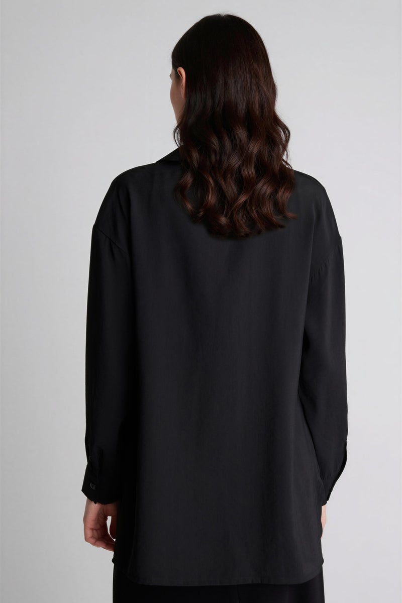 DeFacto Black Woman Relax Fit Woven Striped Long Sleeve Tunic Casual - Image 5