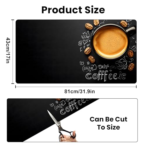 AOHMPT Coffee Mat 17"x32" - Extra Large Absorbent Non Slip Dish Drying Mat,Coffee Bar Accessories,Kitchen Counter Protector for Coffeemaker, Sink, Dining Decor - Image 2