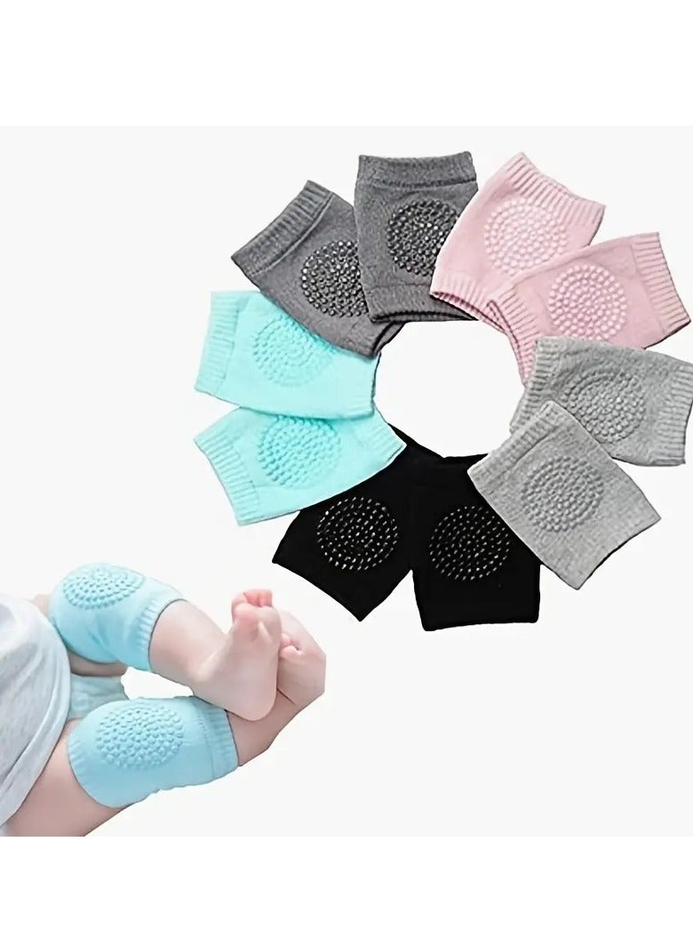 Little tots 5 Pairs Baby Crawling Anti Slip Knee Pads,Baby Knee Protectors Toddlers Leg Warmers Assorted Color  - Image 1