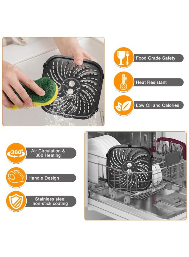 GWY Air Fryer Accessories for PowerXL Vortex Pro 8 QT Air Fryer, Oval Nonstick 10''*10''Air Fryer Replacement Parts Tray Basket Grill Pan Grill Plate Crisper Plate with Rubber Bumpers,Dishwasher Safe - Image 5