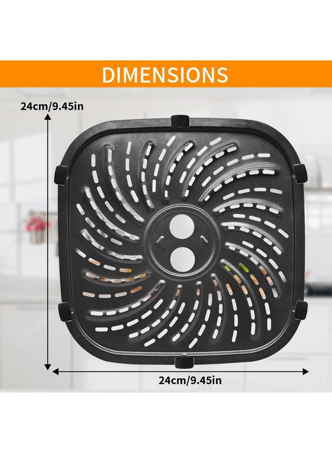 GWY Air Fryer Accessories for PowerXL Vortex Pro 8 QT Air Fryer, Oval Nonstick 10''*10''Air Fryer Replacement Parts Tray Basket Grill Pan Grill Plate Crisper Plate with Rubber Bumpers,Dishwasher Safe - Image 2