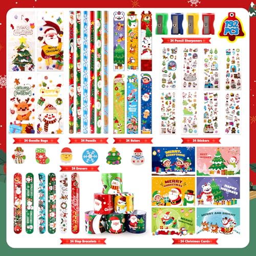 OCHIDO 192 PCS Christmas Party Favors for Kids Christmas Stationery Set for Stocking Goodie Bag Stuffers Classroom Christmas Gifts Exchange School Games Reward Prizes - Image 5