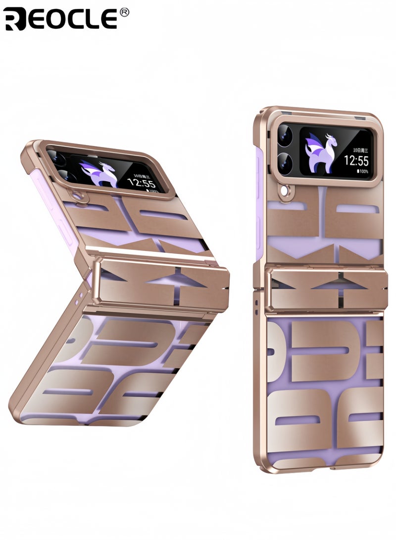 REOCLE Samsung Galaxy Z Flip Case with Hinge Protection Full Cover Slim Case Luxury Phantom Plating Phone Case Electroplated Trendy Letter Phone Case for Galaxy Z Flip - Image 1