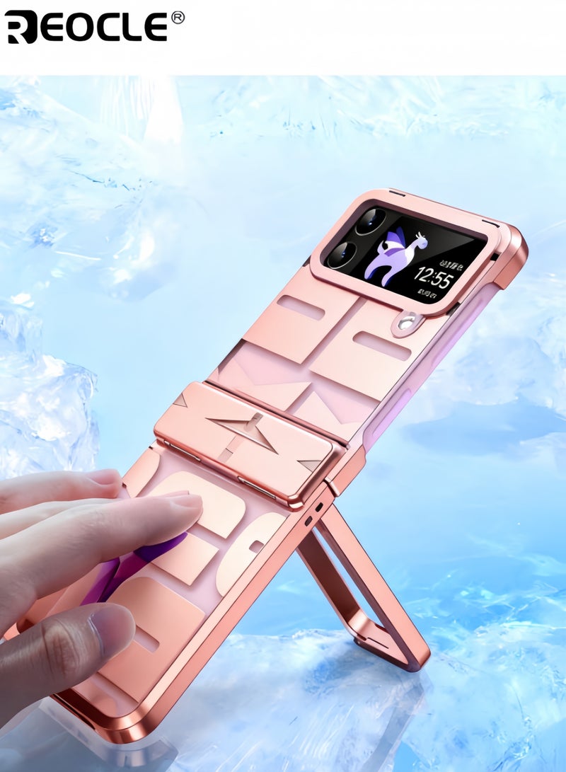 REOCLE Samsung Galaxy Z Flip Case with Hinge Protection Full Cover Slim Case Luxury Phantom Plating Phone Case Electroplated Trendy Letter Phone Case for Galaxy Z Flip - Image 3