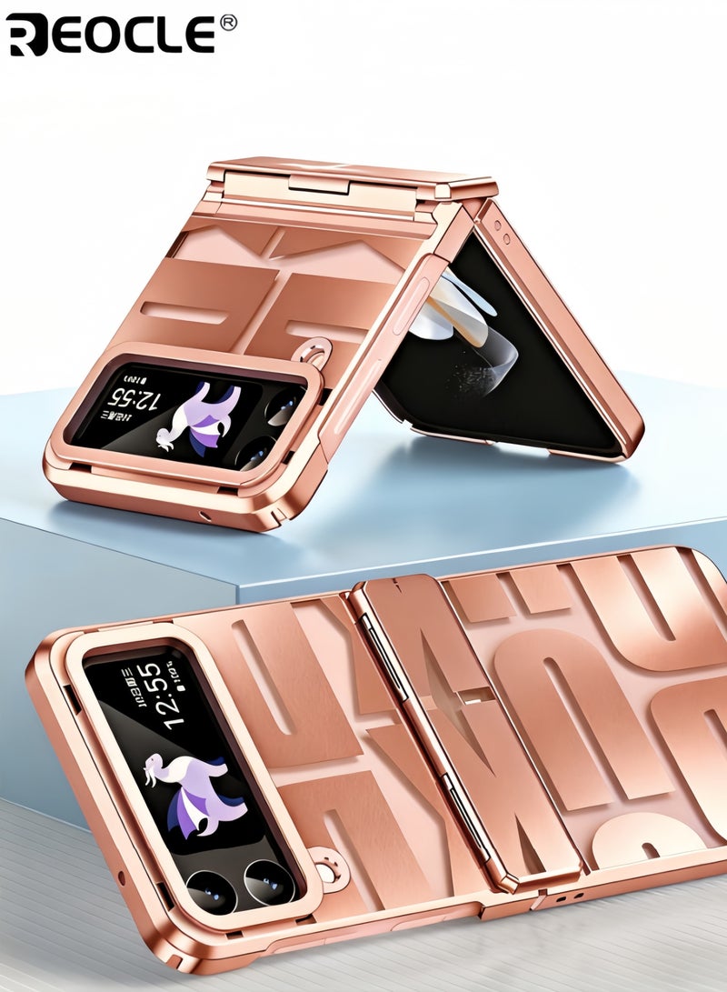 REOCLE Samsung Galaxy Z Flip Case with Hinge Protection Full Cover Slim Case Luxury Phantom Plating Phone Case Electroplated Trendy Letter Phone Case for Galaxy Z Flip - Image 4