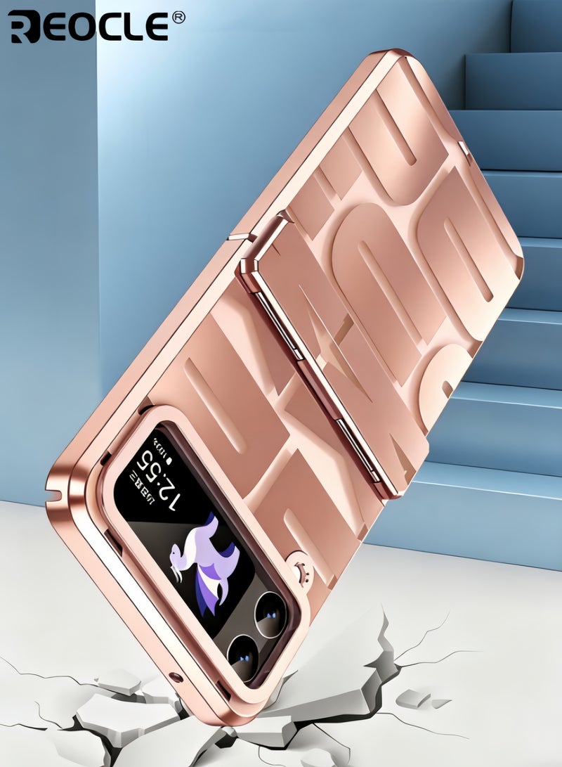 REOCLE Samsung Galaxy Z Flip Case with Hinge Protection Full Cover Slim Case Luxury Phantom Plating Phone Case Electroplated Trendy Letter Phone Case for Galaxy Z Flip - Image 5