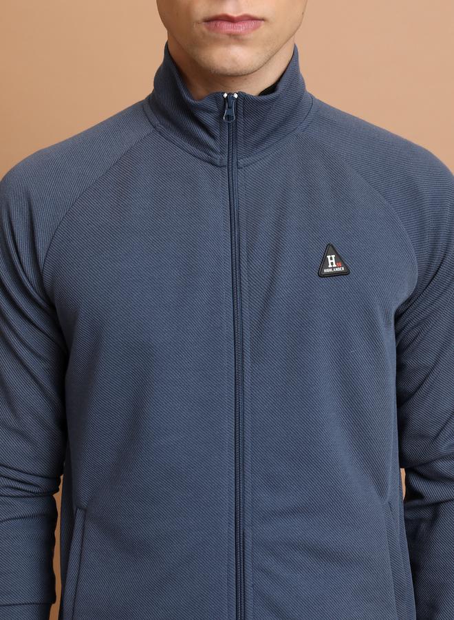 HIGHLANDER Textured Badge Detail Full Zip Sweatshirt - Image 2