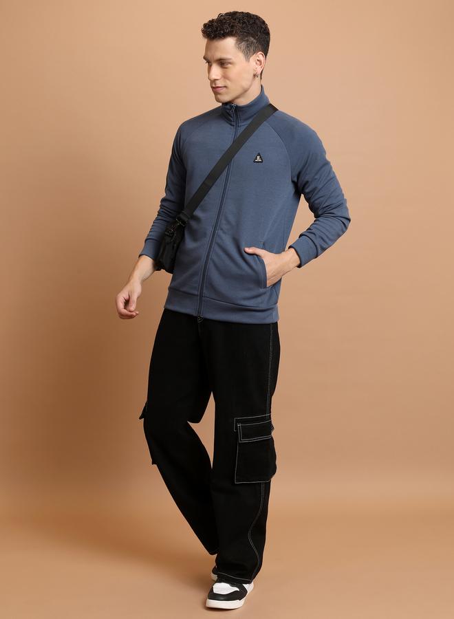 HIGHLANDER Textured Badge Detail Full Zip Sweatshirt - Image 4