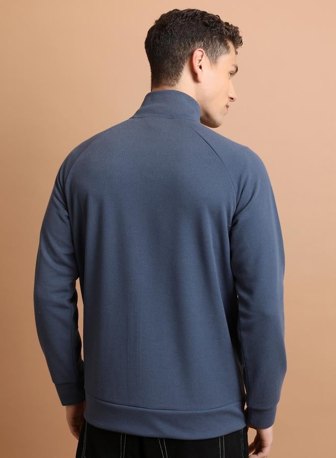 HIGHLANDER Textured Badge Detail Full Zip Sweatshirt - Image 3